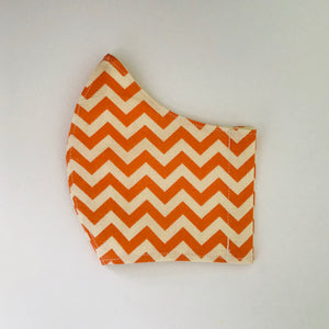 Orange chevron fabric face mask