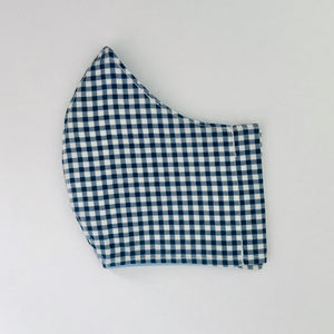 Navy gingham fabric face mask