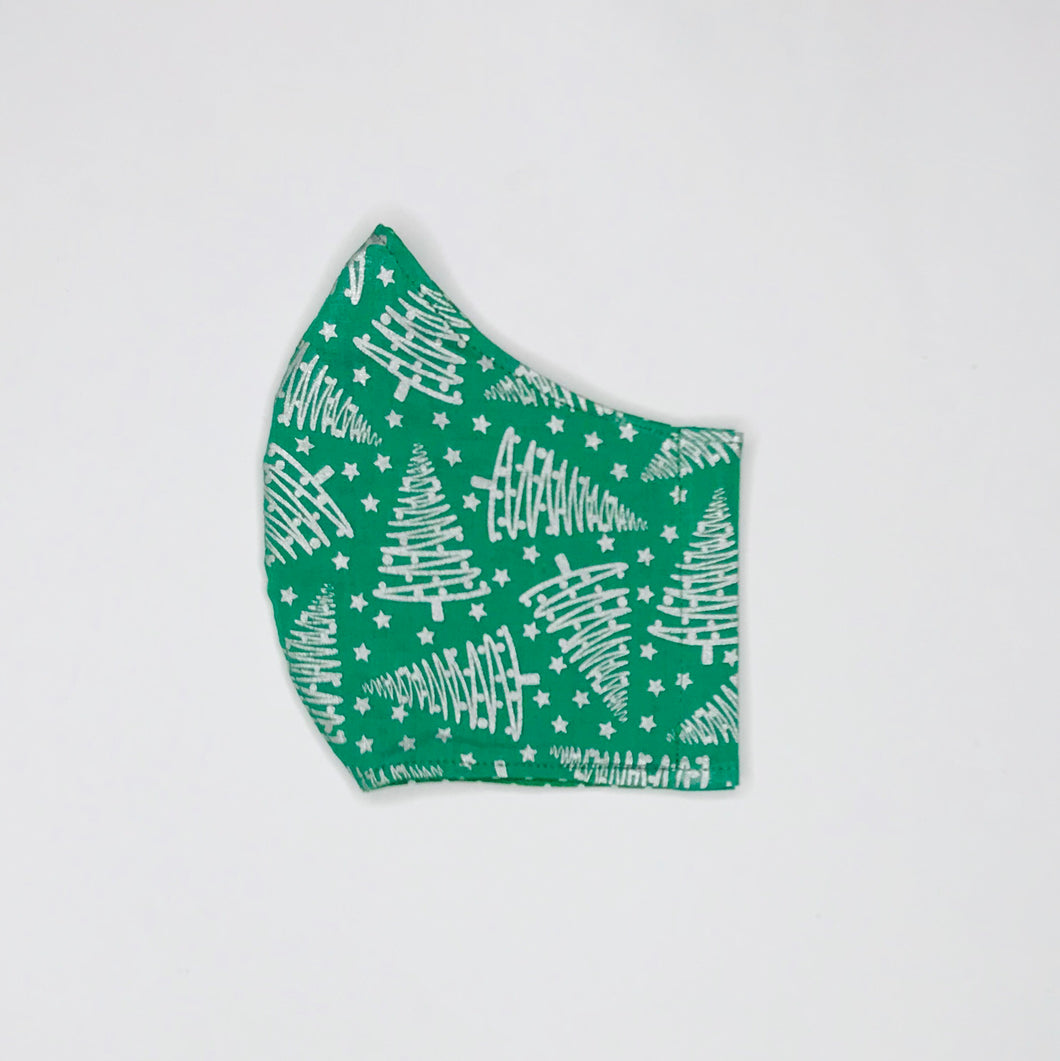 Christmas Silver Trees fabric face mask