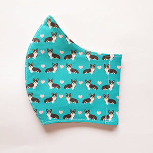 Corgi love fabric face mask