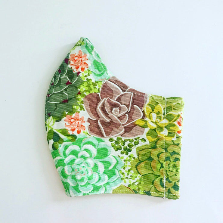 Succulent fabric face mask
