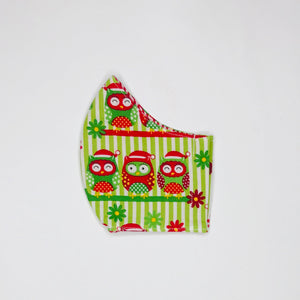 Christmas Owls fabric face mask